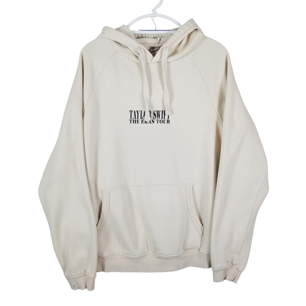Taylor Swift‎ The Eras Tour Hoodie Women Medium Beige Graphic Concert Pullover